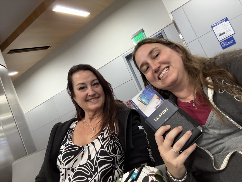 my mom and I on the way to Tahiti