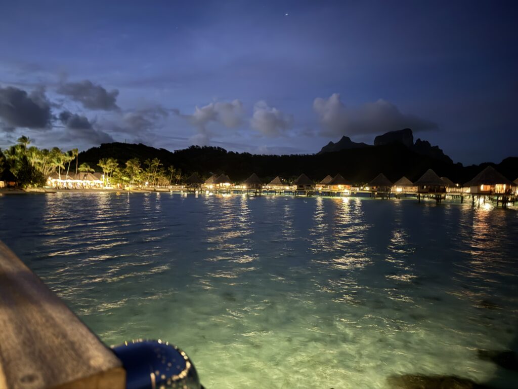 night time in Bora Bora Le Moana Resort