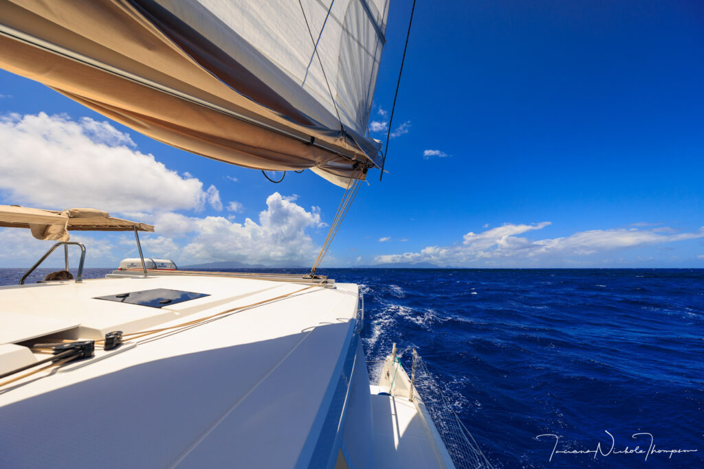 Ocean views all around from the catamaran in Tahiti